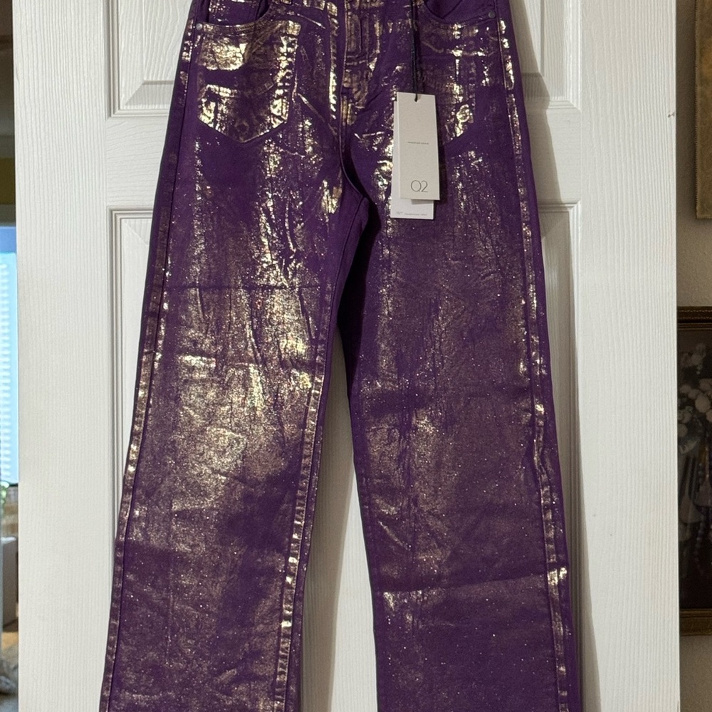 Q2 Shimmering Purple High Rise Jeans